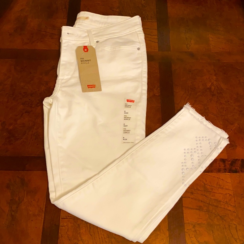 Levi’s white studded denim